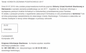 Fałszywe e-maile na temat korekty zeznania PIT za 2017 rok