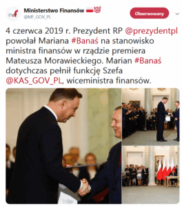 Nowy minister finansów. Marian Banaś zastąpił Teresę Czerwińską