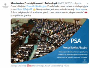 Prosta Spółka Akcyjna przyjęta przez Sejm