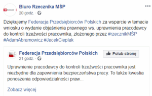 Pracodawcy i Rzecznik MSP chcą objaśnień prawnych w sprawie kontroli trzeźwości pracowników