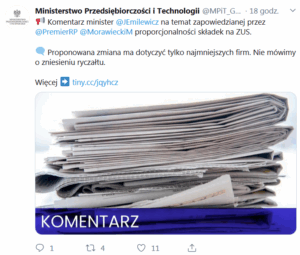 Minister Emilewicz uspokaja: składki ZUS uzależnione od dochodu tylko dla najmniejszych firm