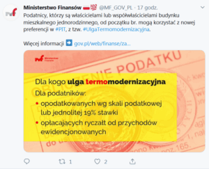 Ulga termomodernizacyjna. Objaśnienia MF