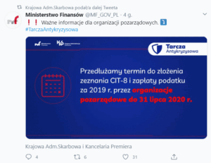 CIT-8 dla firm jednak przełożony na koniec maja