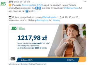 Czternastki z ZUS. Harmonogram wypłat we wrześniu 2022