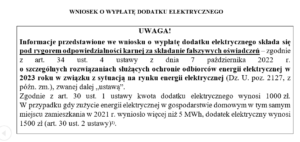Dodatek elektryczny. Wzór wniosku do pobrania oraz instrukcja wypełniania