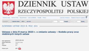 Nowelizacja Kodeksu Pracy opublikowana w Dzienniku Ustaw