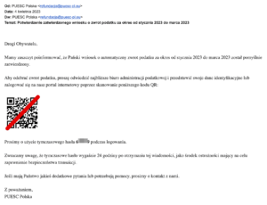Uważaj na fałszywe maile o zwrocie podatku z kodem QR