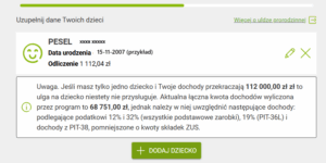 Rozliczenie osoby samotnie wychowującej dziecko [przykład]