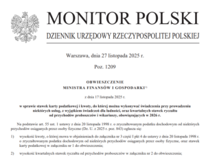 Nowe stawki karty podatkowej w 2026 roku. Jest obwieszczenie Ministra Finansów