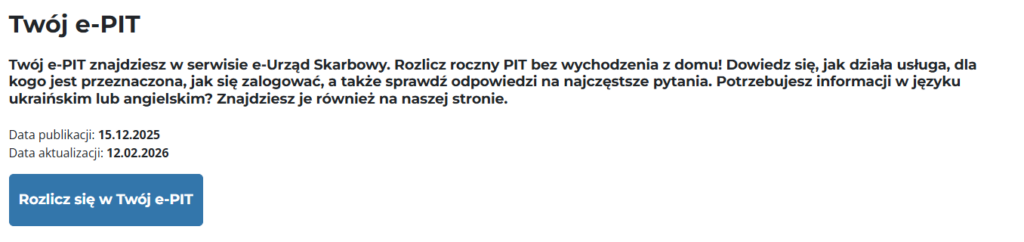 Twój e-PIT, logowanie