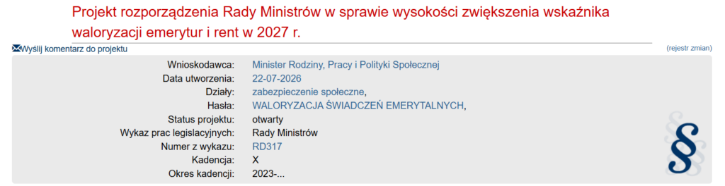 Waloryzacja rent i emerytur 2027